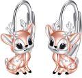 wholesale 925 Sterling Silver Cute Deer Huggie Hoop Earrings for Girls and Women-0-0