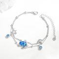 wholesale 925 Sterling Silver Blue Opal Sea Turtle Shell Starfish Charm Bracelet for Women 6-8 Adjustable Length Hypoallergenic Gift Boxed-0-2