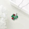 wholesale 925 Sterling Silver Red Enamel Leaf & Ladybugs Pendant Necklace for Women and Girls-0-2