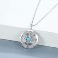 wholesale 925 Sterling Silver Turquoise Compass Pendant Necklace with Cubic Zirconia and Inspirational Message Never Lose Your Way - Graduation Gift for Her Him-0-5
