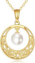 wholesale 14K Gold Celtic Knot Freshwater Pearl Pendant Necklaces  for Women-0-0