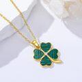 wholesale 925 Sterling Silver Green Jade Four-Leaf Clover Necklace for Women-0-1