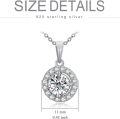 wholesale White Gold Plated 925 Sterling Silver Moissanite 1ct D Color Round Halo Pendant Necklace - 18+2 Chain-0-4