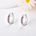 wholesale 925 Sterling Silver Red Enamel Floral Huggie Hoop Earrings with Ladybugs and Butterflies-0-3