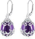 wholesale Sterling Silver Peridot Moonstone Purple Crystal Dangle Earrings-0-11