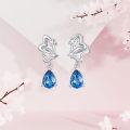 wholesale 925 Sterling Silver Blue Teardrop Crystal Butterfly Stud Earrings for Women's Gifts-0-3