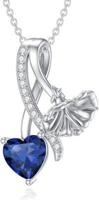 wholesale 925 Sterling Silver Birthstone Flower Necklace 12 Month Birth Flower Pendant for Women Christmas Birthday Jewelry-09-September- Morning Glory