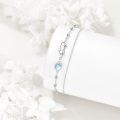 wholesale 925 Sterling Silver Stretching Cat Moonstone Beaded Chain Bracelet Platinum Plated-0-4