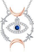 wholesale 925 Sterling Silver Evil Eye Moon Star Pendant Necklaces for Women Girls s-0-0