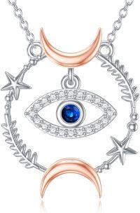 wholesale 925 Sterling Silver Evil Eye Moon Star Pendant Necklaces for Women Girls s-31