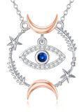 wholesale 925 Sterling Silver Evil Eye Moon Star Pendant Necklaces for Women Girls s-0-0