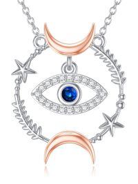 wholesale 925 Sterling Silver Evil Eye Moon Star Pendant Necklaces for Women Girls s-31