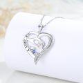 wholesale 925 Sterling Silver I Love You Mom Moonstone Heart Pendant Necklace-0-1