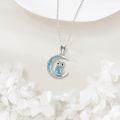 wholesale 925 Sterling Silver Turquoise Crescent Moon Owl Pendant Necklace-0-2