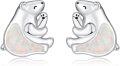 wholesale 925 Sterling Silver White Opal Polar Bear Stud Earrings for Women - Animal  Ideas-0-0