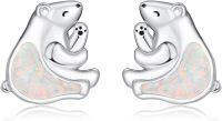 wholesale 925 Sterling Silver White Opal Polar Bear Stud Earrings for Women - Animal  Ideas-Silver