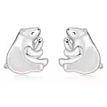 wholesale 925 Sterling Silver White Opal Polar Bear Stud Earrings Wholesale for Women - Animal  Ideas-0-0