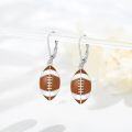 wholesale 925 Sterling Silver Football Shape Enamel Sporty Leverback Dangle Drop Earrings for Women and Girls-0-1