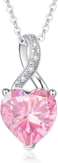 wholesale 925 Sterling Silver 1 10cttw Real Cubic Zirconias Heart Birthstone Necklace for Women Mom Wife-10. October - Oct.