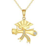 wholesale 14k Gold Graduation Cap Cross Pendant With Diamonds-02-Graduation Cap Necklace