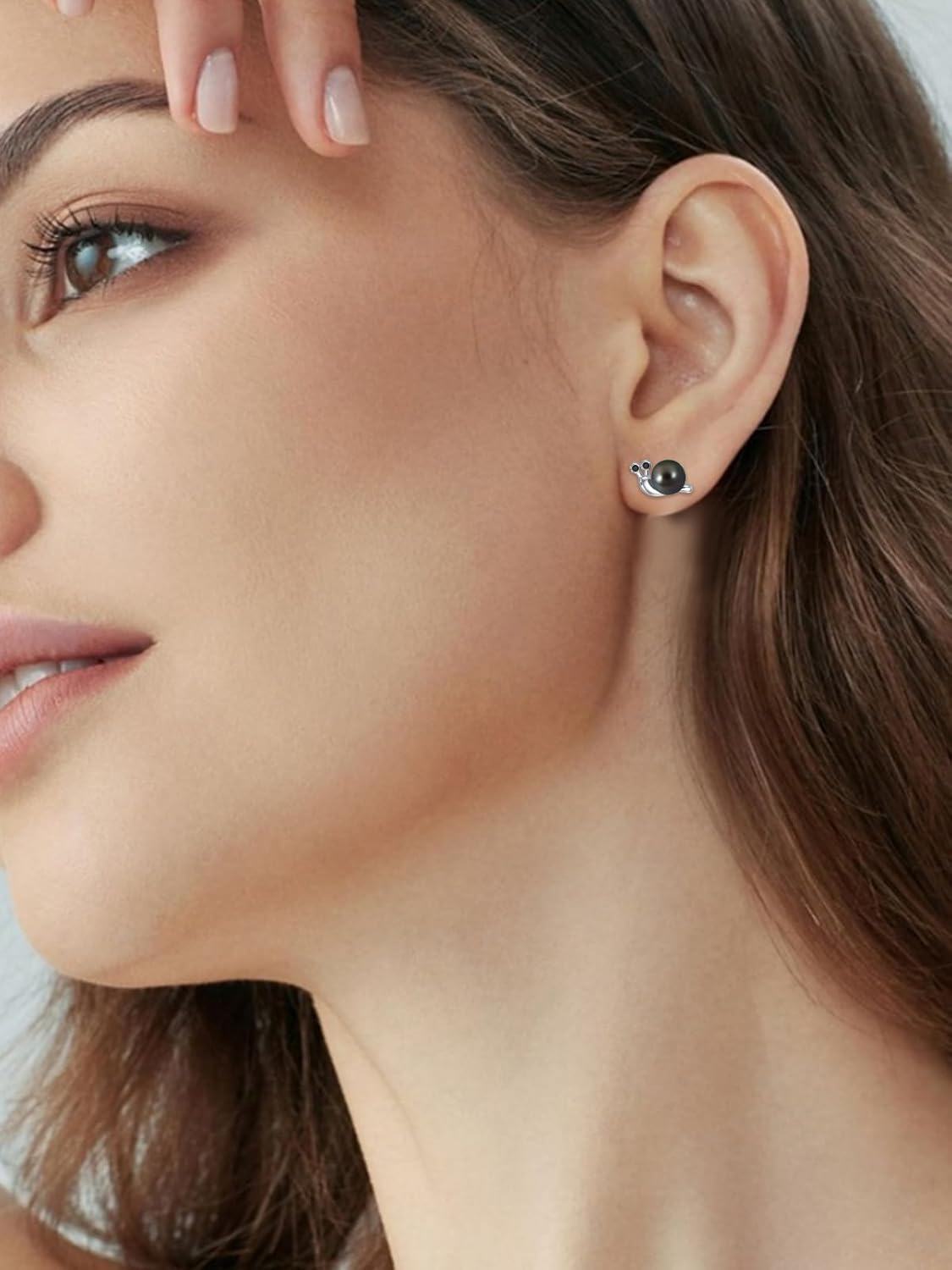 wholesale 925 Sterling Silver Black Pearl Stud Earrings with Starfish Design Gift for Women and Mom-0-5