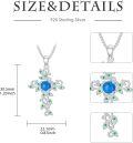 wholesale 925 Sterling Silver Natural Turquoise and Emerald Flower Design Pendant Necklace-0-4