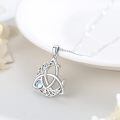wholesale 925 Sterling Silver Celtic Trinity Knot Moonstone Pendant Necklace White Gold Plated-0-3