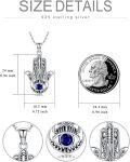 wholesale 925 Sterling Silver Evil Eye Hamsa Hand Pendant Necklace with Blue Crystal for Women-0-4