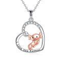 wholesale 925 Sterling Silver Axolotl Necklace with Rose Gold Plated Pendant and Cubic Zirconia Stones for Women Girls Gifts Jewelry-0-0