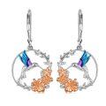 wholesale 925 Sterling Silver Hummingbird & Flower Leverback Drop Dangle Earrings Gift-0-0