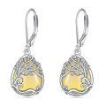 wholesale 925 Sterling Silver Tree Of Life Drop Earrings Wholesale With Green Stone-0-60