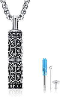 wholesale 925 Sterling Silver Viking Norse Urn Cremation Pendant with Valknut and Tree of Life Odin Amulet Ash Keepsake Jewelry for Men & Women -Viking Comapss Urn Cremation Necklace