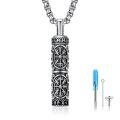 wholesale 925 Sterling Silver Oxidized Viking Vegvisir Rune Cylinder Urn Pendant Necklace With Screwdriver Funnel-0-0