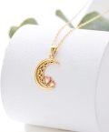 wholesale 14K Gold Heart and Crescent Moon Pendant Necklace with Chain - Unique  for Women-0-3