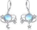 wholesale 925 Sterling Silver Moonstone Star & Planet Drop Earrings for Women-0-0
