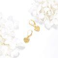 wholesale 14K Gold Filigree Heart Shape Dangle Drop Leverback Earrings for Women-0-5