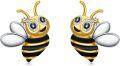 wholesale 925 Sterling Silver Bee Stud Earrings with Black and Yellow Stripes - Cute Insect  for Women Girls-0-0