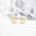 wholesale 14K Gold Star and Crescent Moon Filigree Teardrop Dangle Earring Leverback  for Women Girls-0-1