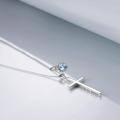 wholesale 925 Sterling Silver Cross Pendant With Blue Opal And Philippians Inscription-0-61