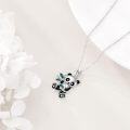 wholesale 925 Sterling Silver Green Crystal Panda Pendant Necklace for Women Animal s-0-3