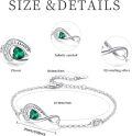 wholesale 925 Sterling Silver Green Heart Evil Eye Infinity Adjustable Bracelet for Women-0-1