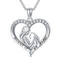 wholesale 925 Sterling Silver Mommy Of An Angel Heart Pendant Necklace With Cubic Zirconia For Women-0-0