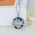 wholesale 925 Sterling Silver Rainbow Crystal Rose Flower Sisters Circle Pendant Necklace-0-4