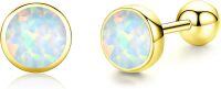 wholesale 925 Sterling Silver Opal Stud Earrings-Yellow Gold & White Opal