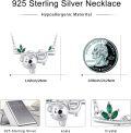 wholesale 925 Sterling Silver Koala Bear Necklace with Green Stones Gift for Mom Daughter Wife-0-5