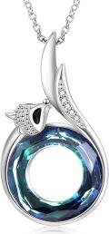 wholesale 925 Sterling Silver Blue Austrian Crystal Fox Tail Pendant Necklace for Women Gifts-0-0