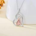 wholesale 925 Sterling Silver Heart-Shaped Violinist Necklace with Rose Gold Accents Music Jewelry for Women Girls Daughter-0-2