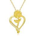TOUPOP 14k Gold Sunflower Heart Necklace For Women, You Are My Sunshine Pendant Gift-0-0