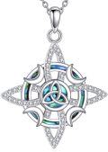 wholesale 925 Sterling Silver Celtic Triquetra Pendant with Abalone Shell and Cubic Zirconia Necklaces Protection s for Women-0-1
