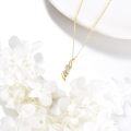 wholesale 14K Gold Cubic Zirconia 2-Stone Wave Pendant Necklace for Women-0-3